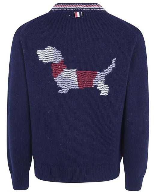 Thom Browne Blue Hector Intarsia-Knit Cardigan for men