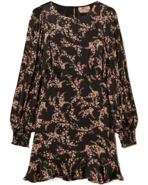 Twinset Black Viscose Abito Midi Dress