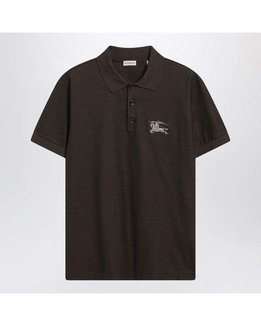 Burberry Black Dark Cotton Polo Shirt With Ekd for men