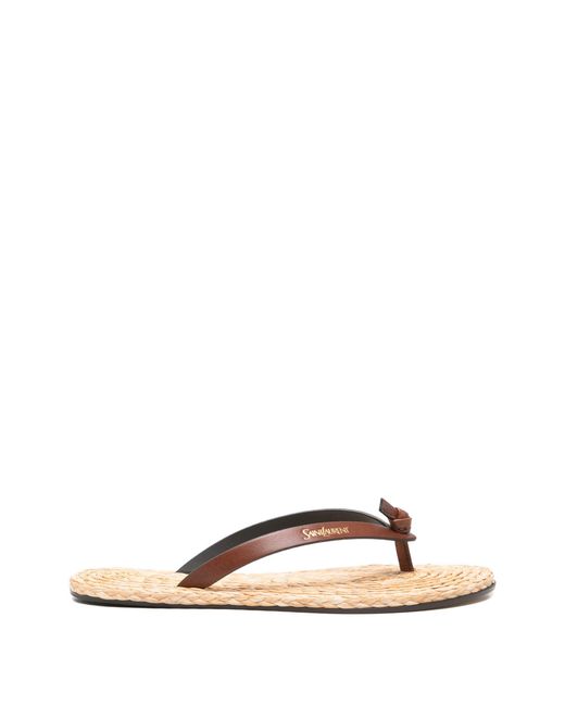 Saint Laurent Multicolor Woven-Sole Leather Sandals