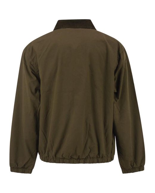 Carhartt Green Cotton Zip-Up Jacket With Corduroy Collar