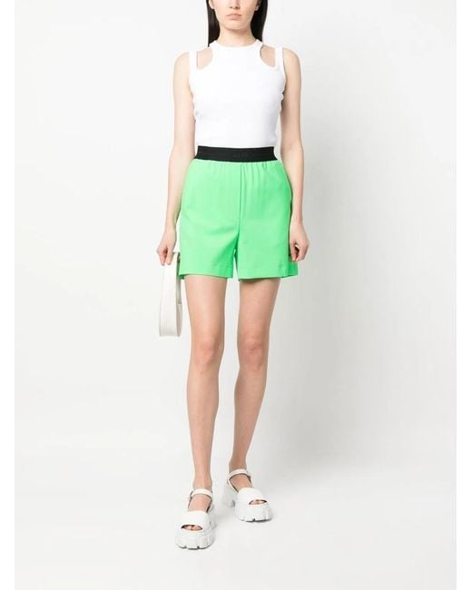 MSGM Green Wool Bermuda