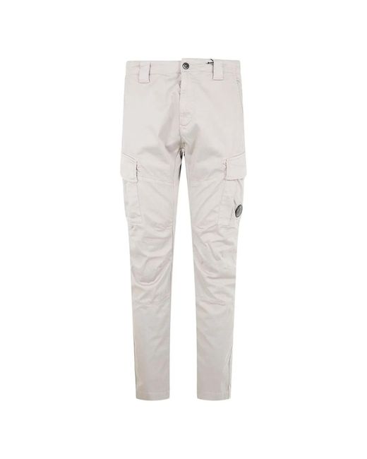 C P Company Gray C.P.Company Stretch Sateen Ergonomic Cargo Pants for men