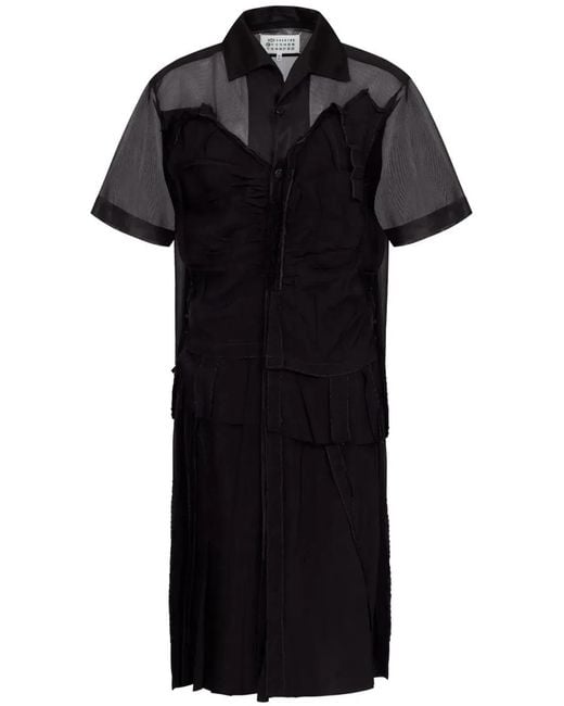 Maison Margiela Black Mesh Shirt Dress