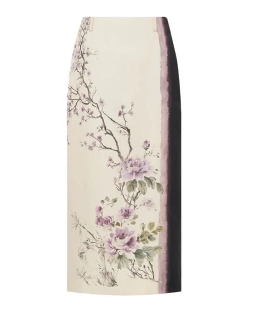 Dior Natural Printed Midi Skirt