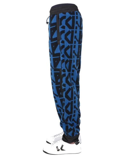 KENZO Blue Jogging Pants With Monogram Logo for men