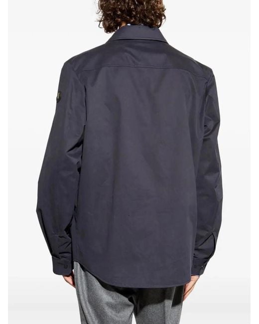 Moncler Blue Cotton Polyester Shirt for men