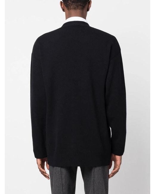 Valentino Black Embroidered Logo With Stripes Cardigan for men