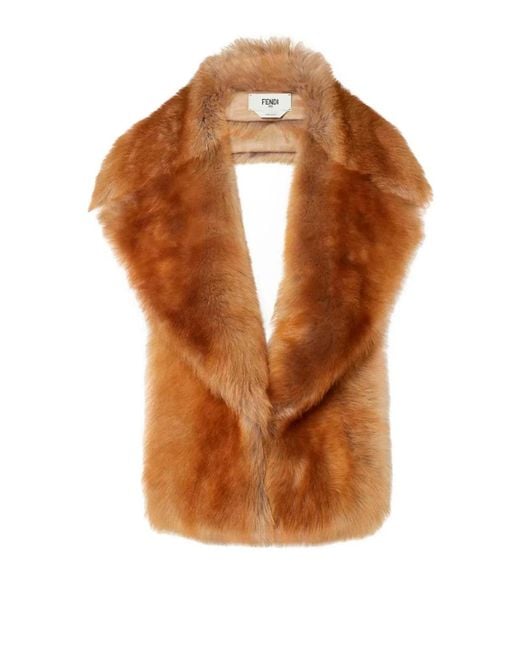 Fendi Brown Shearling Scarf