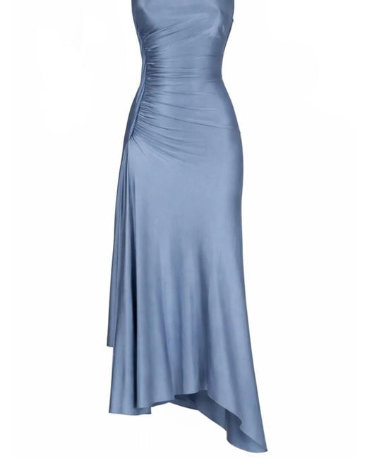 Victoria Beckham Blue Woven And Draped Dress