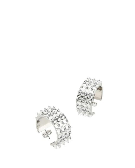 AMINA MUADDI White Embellished Metal Big Karma Earrings