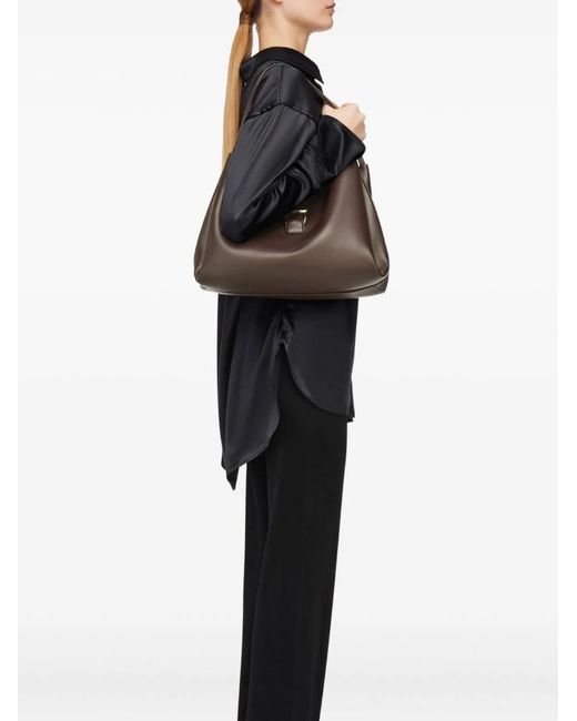 Ferragamo Brown Gancini Leather Tote Bag