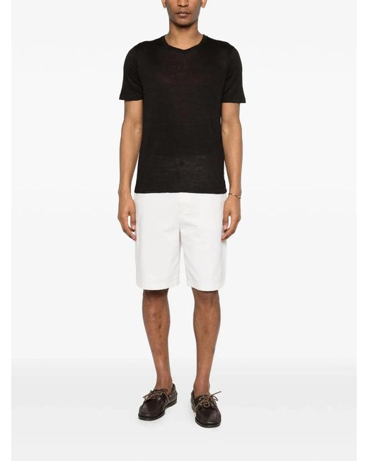 120% Lino Black Linen T-Shirt for men