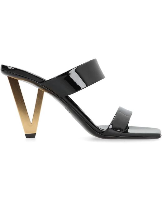 Versace Black Patent Leather Mules
