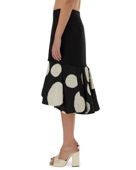 Nina Ricci Black Midi Skirt With Double Ruffles