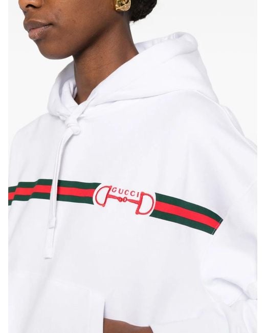 Gucci White Logo Cotton Hoodie