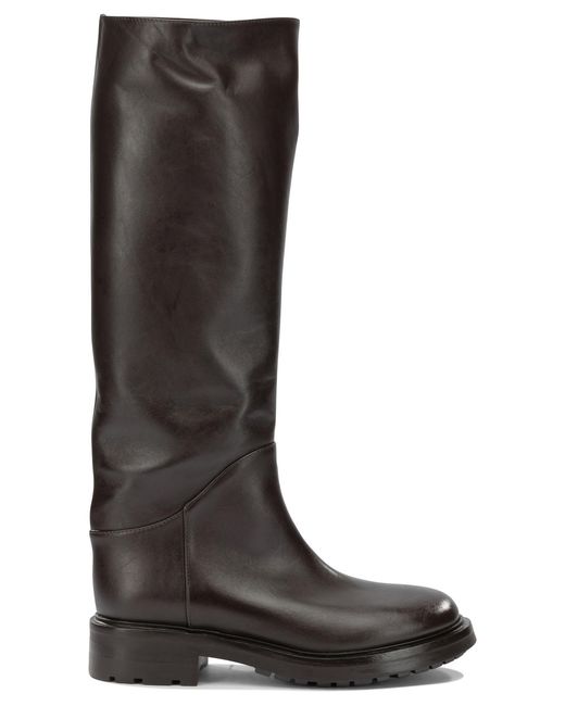 Strategia Black Leather Rubber Boots Ankle