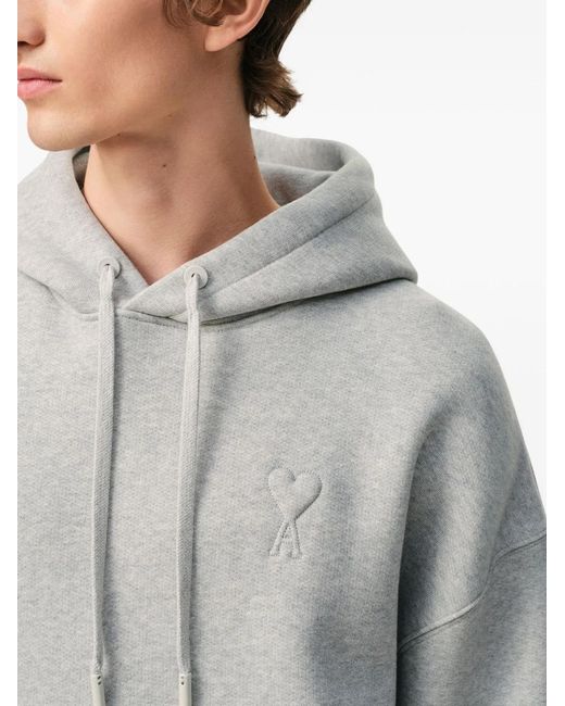 AMI Gray Ami De Coeur Cotton Hoodie for men
