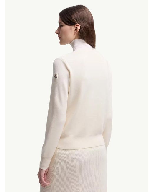 Moncler White Padded Wool Zip-Up Cardigan