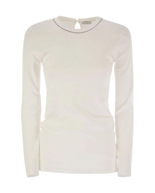 Brunello Cucinelli White Top Adorned With Monili Beads