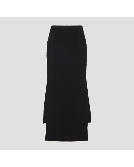 Lanvin Black Asymmetric Straight-Fit Virgin Wool Skirt