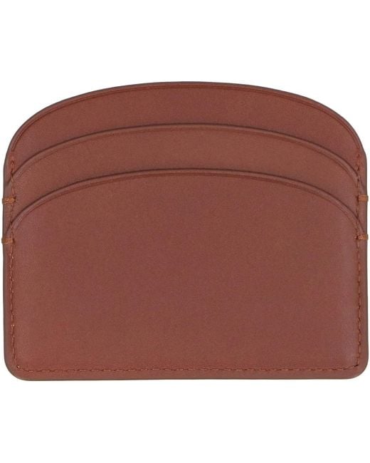 A.P.C. Purple Logo Detail Leather Card Holder Cowhide Wallets & Purses