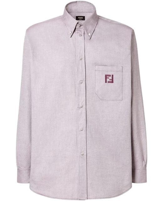 Fendi Pink Oxford Cotton Shirt for men