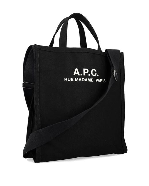 A.P.C. Black Cotton Cabas Recuperation Handbag for men