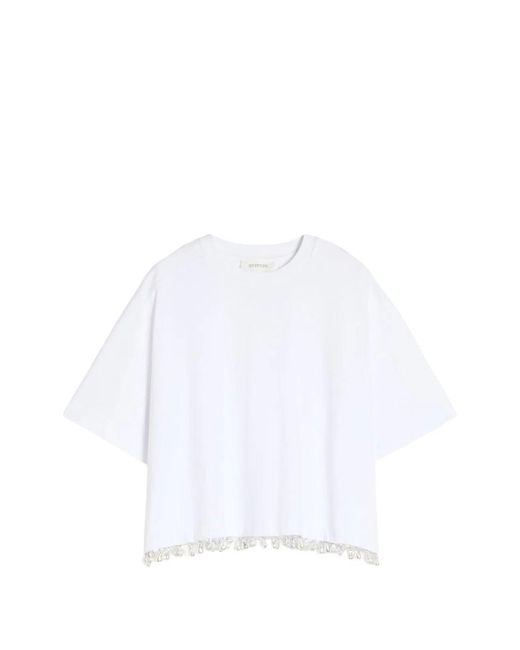 Max Mara White Embellished Cotton T-Shirt