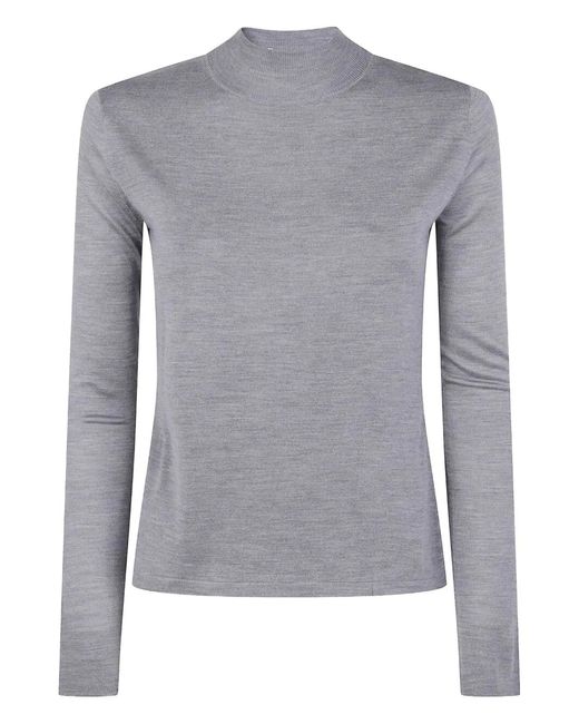 Max Mara Gray "Falesia" Silky Turtle Neck Sweater
