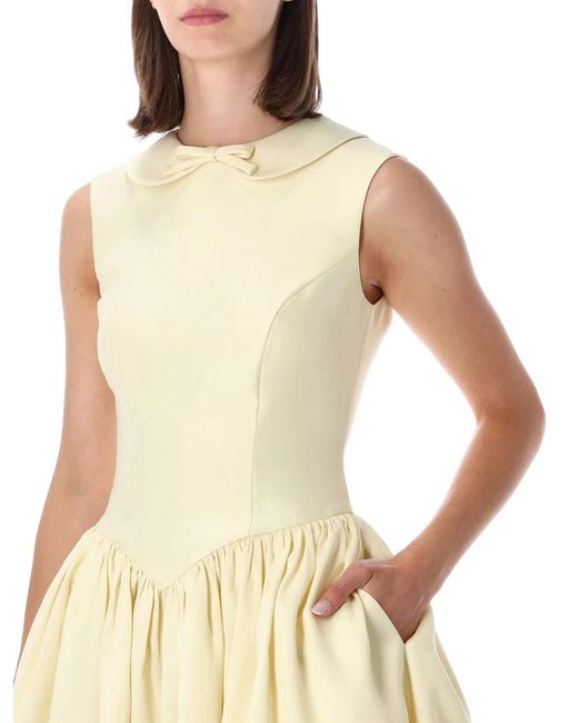 Self-Portrait Yellow Taffeta Collared Midi Dress