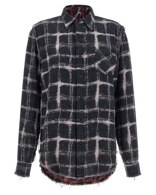 R13 Gray Fringed Hem Reversible Shirt