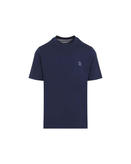 Brunello Cucinelli Blue Cadetto Cotton T-Shirt for men