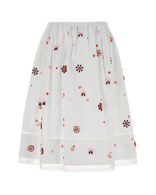 Prada White Poplin Skirt