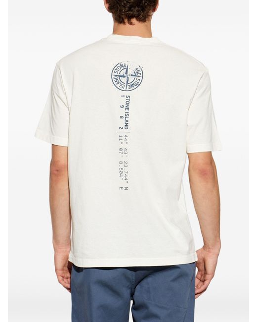 Stone Island White Cotton Ss T-Shirt for men
