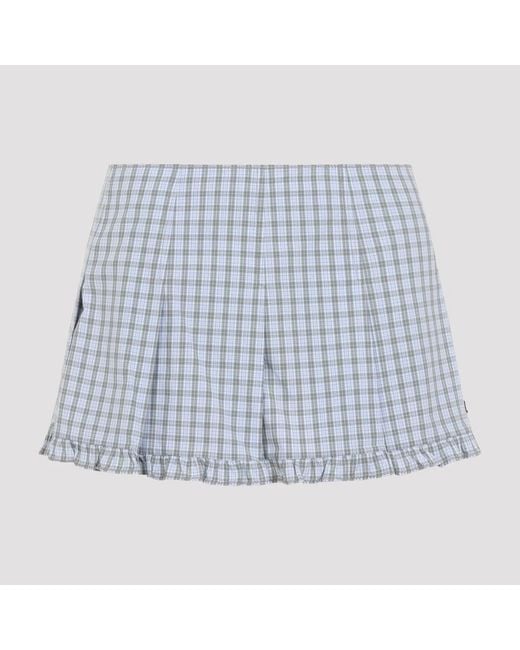 Miu Miu Blue Bianco Salvia Cotton Mini Skirt