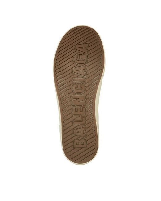 Balenciaga Natural Paris Logo High-Top Sneakers