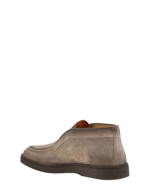Santoni Brown Suede Leather Desert Boot for men