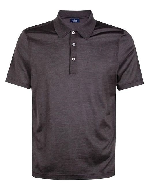 Barba Napoli Black Silk Polo Shirt for men