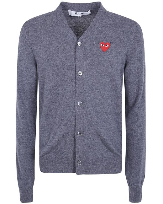 COMME DES GARÇONS PLAY Blue V-Neck Cardigan Emblem Knit