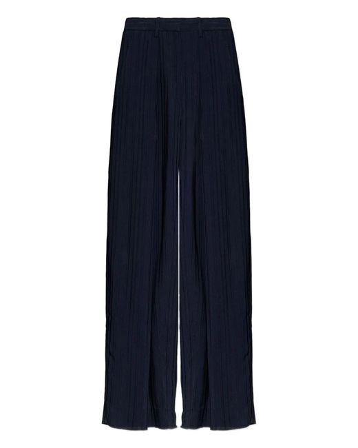 Victoria Beckham Blue Wide Trousers Embroidered Stripes