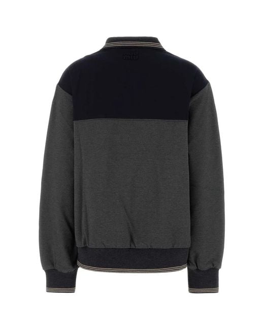 Miu Miu Black Two-Tone Stretch Viscose Blend Oversize Polo Shirt