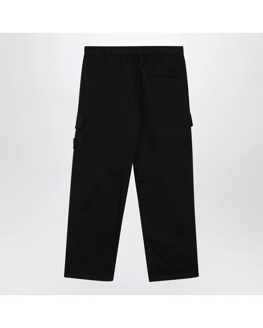 Stone Island Black Cotton-Blend Cargo Trousers for men