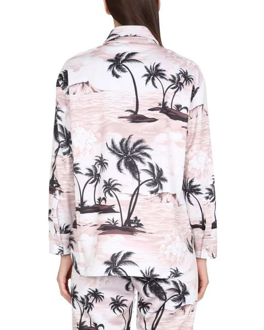 Palm Angels White Island Print Shirt