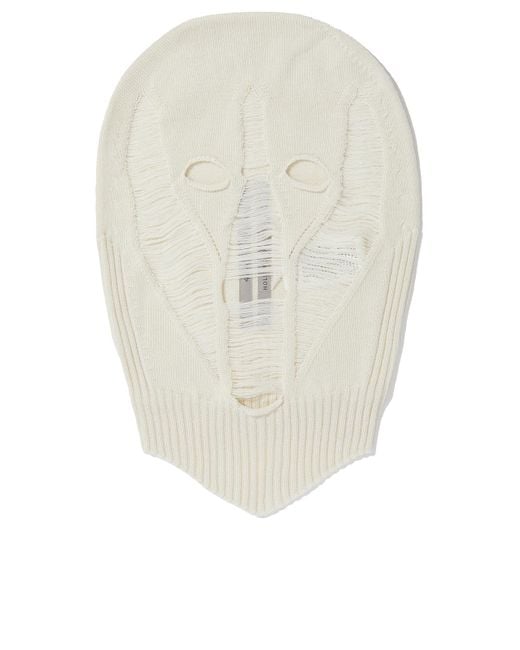 Rick Owens White Skull Dinge Knit Balaclava for men