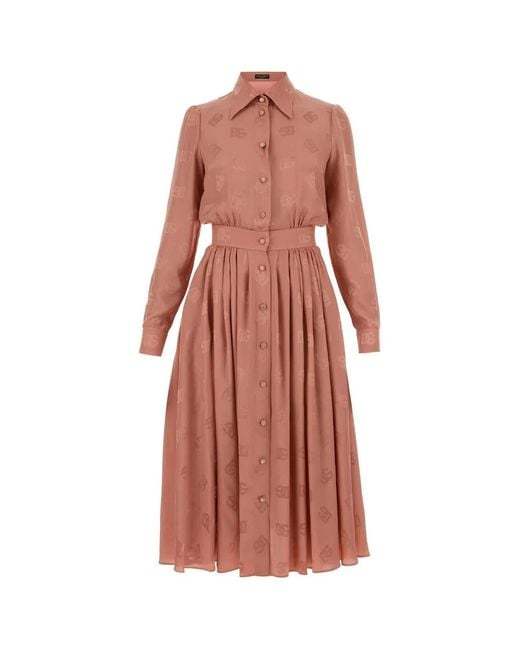 Dolce & Gabbana Pink Dolce & Gabbana Abito Manica Lunga Logo