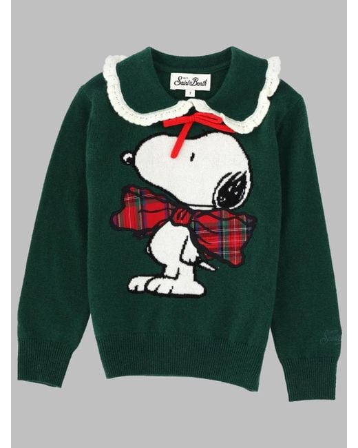 Mc2 Saint Barth Green Mini Kids Tartan Wool & Cashmere Blend Sweater
