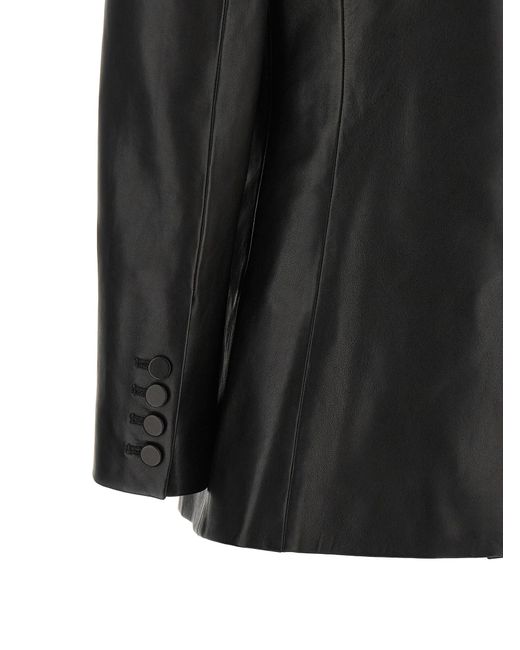 Balmain Black Leather Blazer