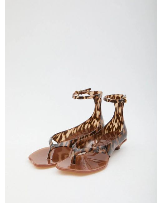Chloé Brown Tropical Print Shell Heel