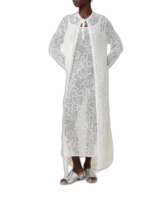 Fabiana Filippi White Crochet Midi Dress